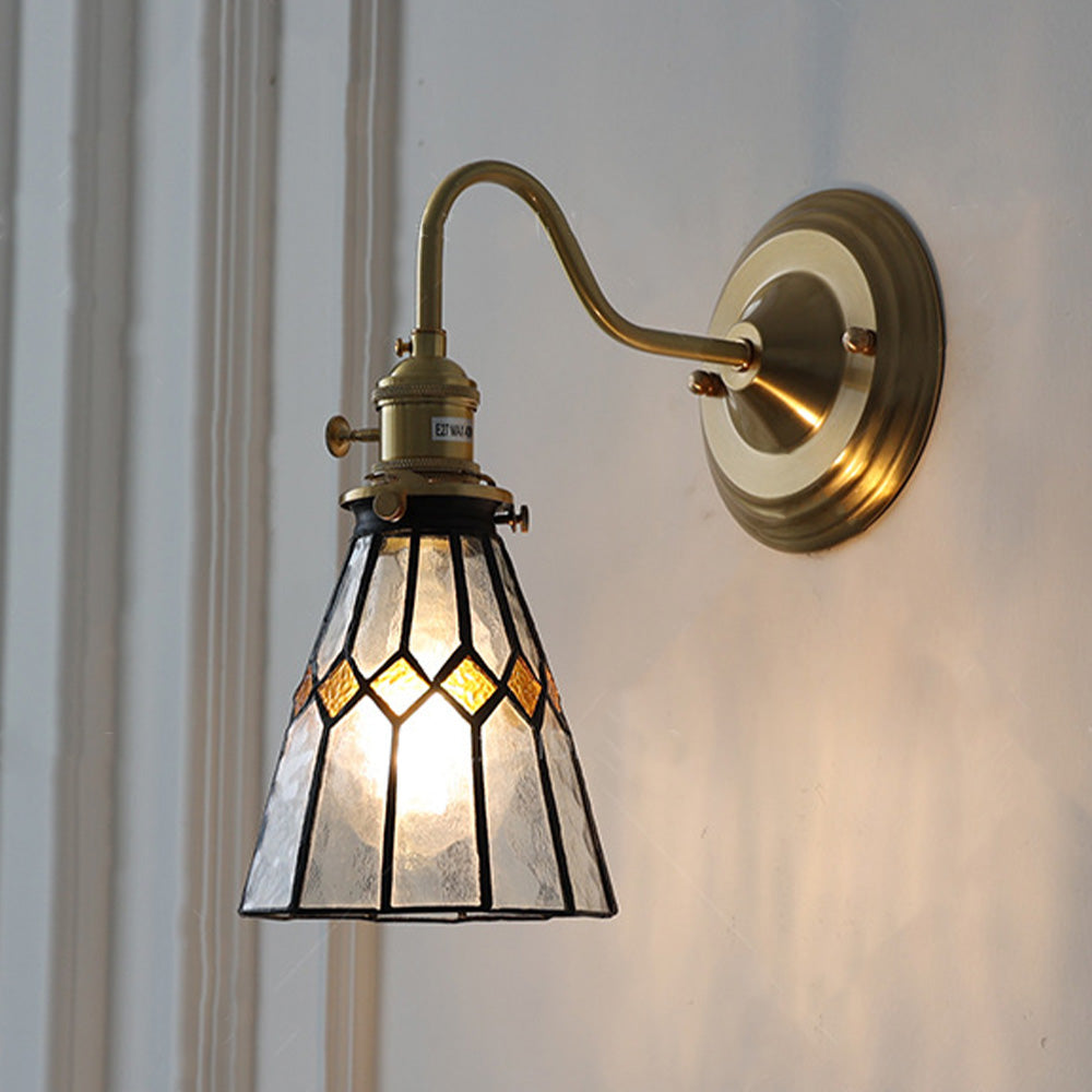 Elegant Vintage Wall Light | Glass Shade & Brass Fixture 4