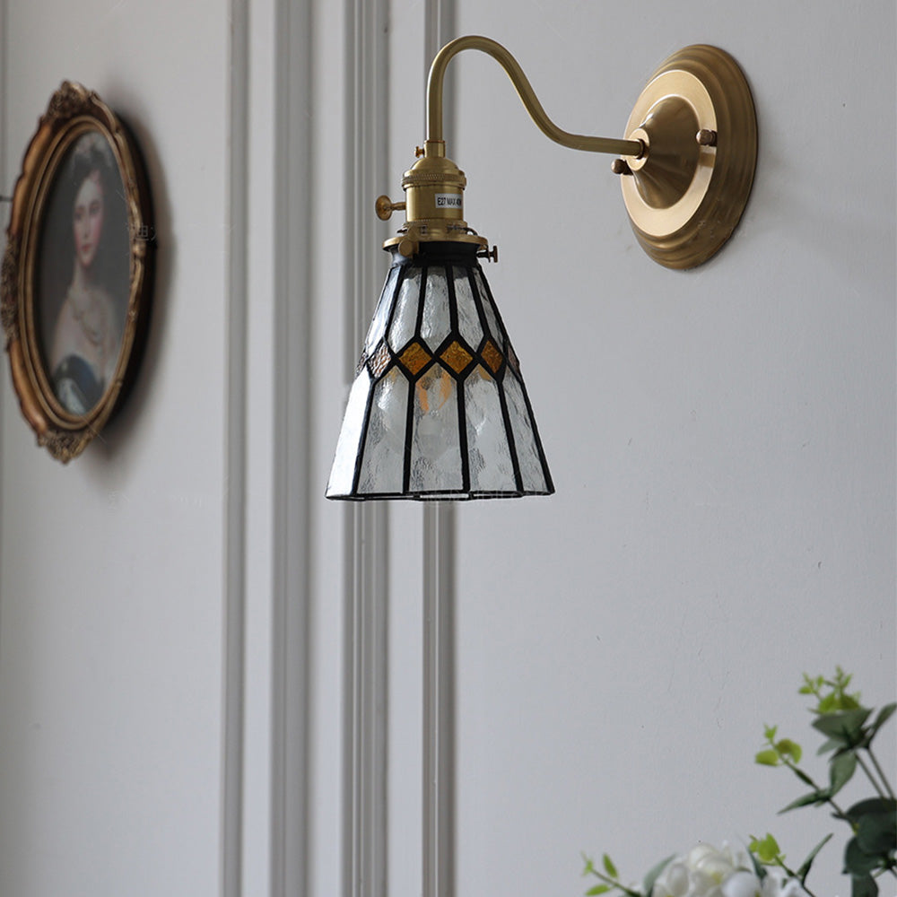 Elegant Vintage Wall Light | Glass Shade & Brass Fixture 5