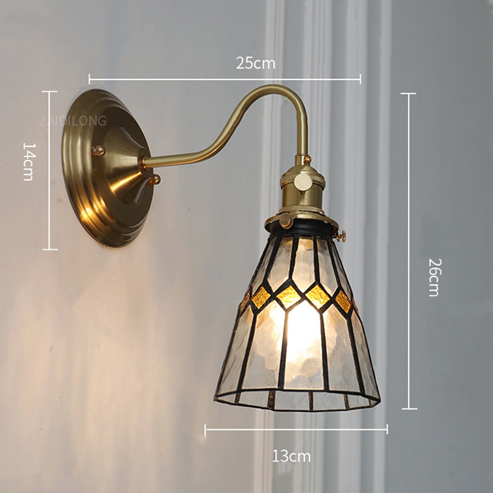 Elegant Vintage Wall Light | Glass Shade & Brass Fixture 6