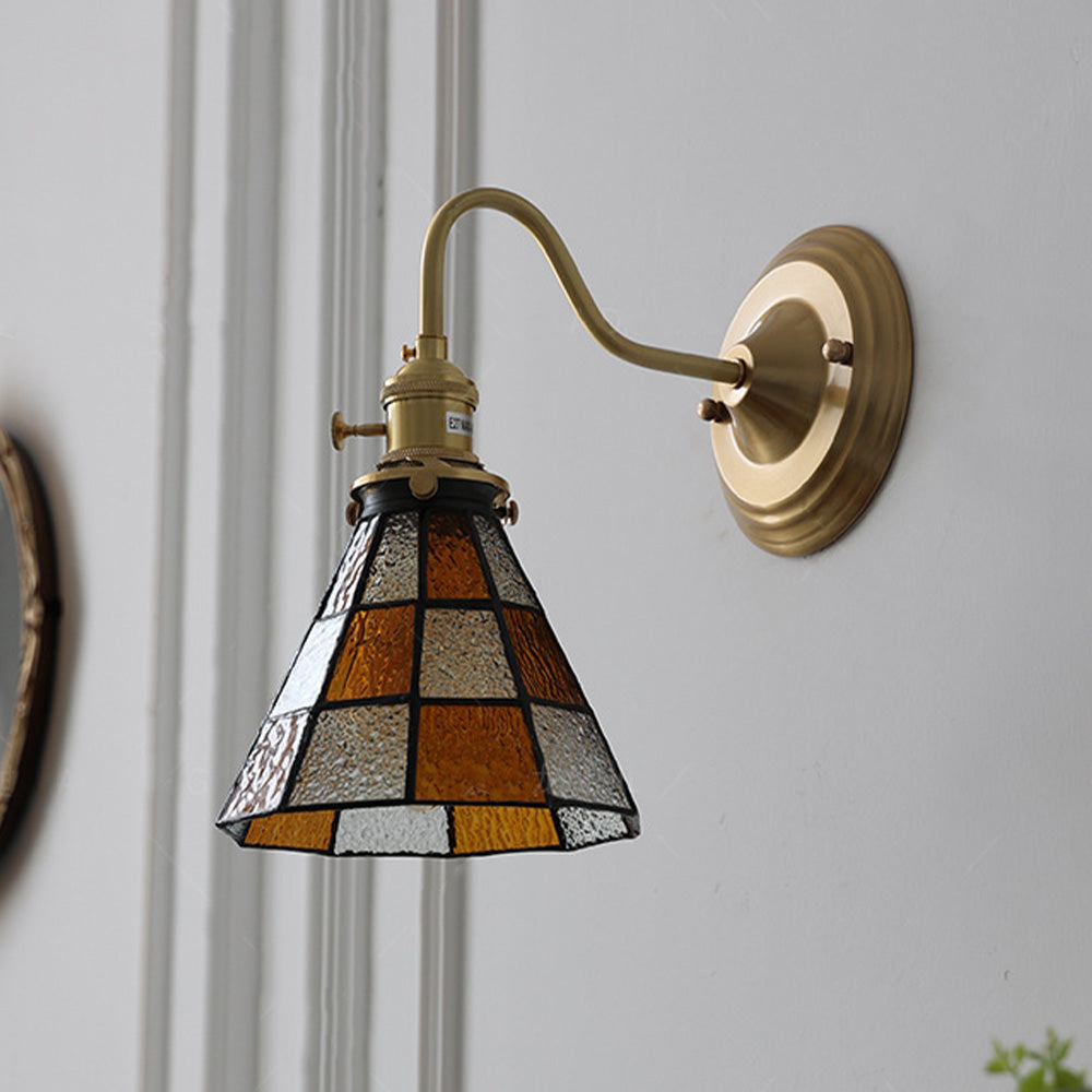 Elegant Vintage Wall Light | Glass Shade & Brass Fixture 8
