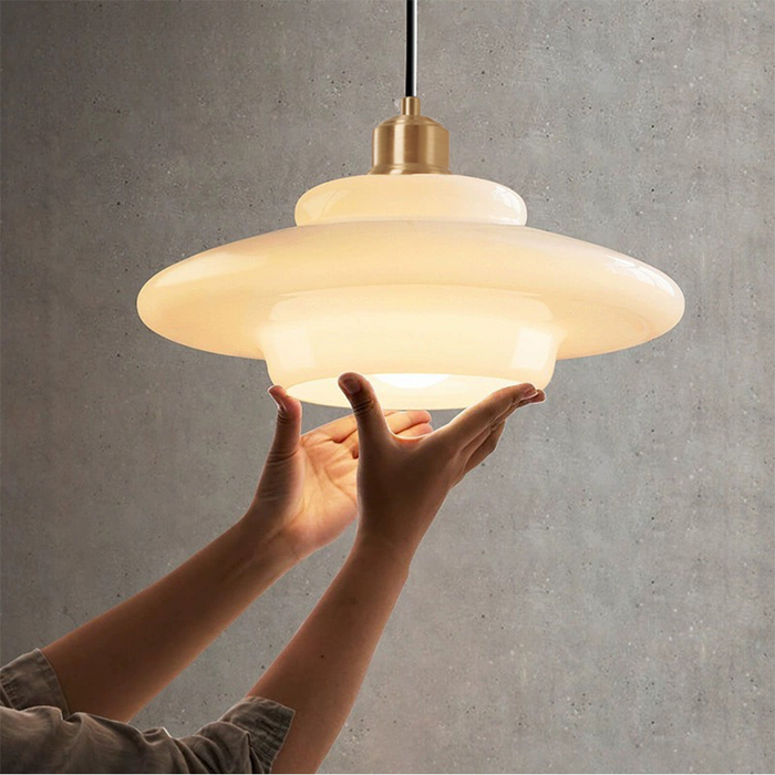Elegant White Glass Pendant Light | Mid-Century Kitchen Pendant Lighting 1
