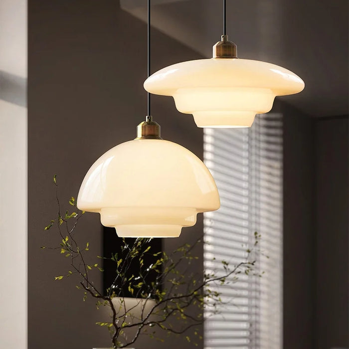 Elegant White Glass Pendant Light | Mid-Century Kitchen Pendant Lighting 2