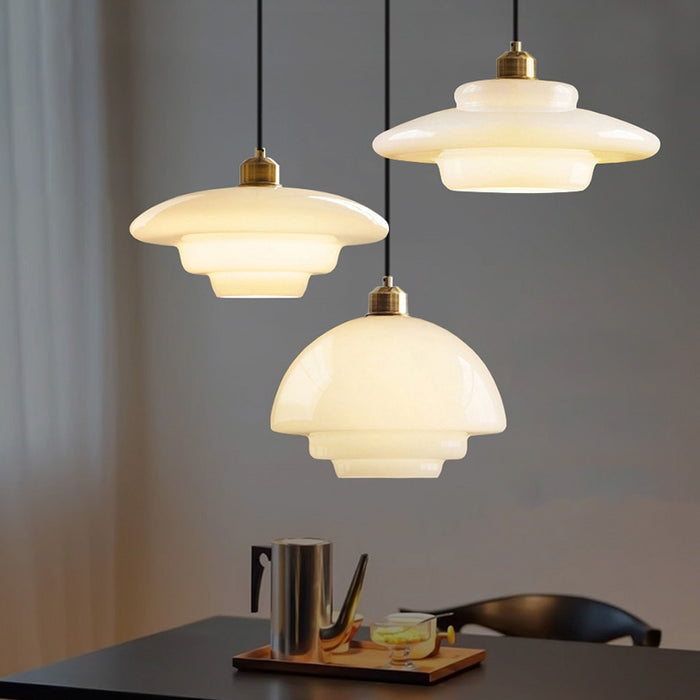 Elegant White Glass Pendant Light | Mid-Century Kitchen Pendant Lighting 3
