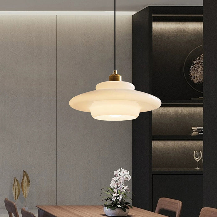 Elegant White Glass Pendant Light | Mid-Century Kitchen Pendant Lighting 5