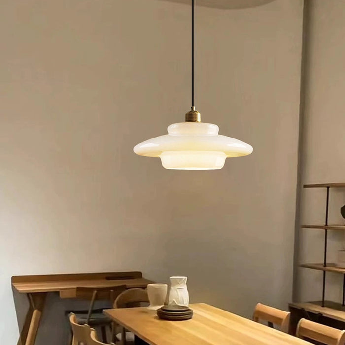 Elegant White Glass Pendant Light | Mid-Century Kitchen Pendant Lighting 6