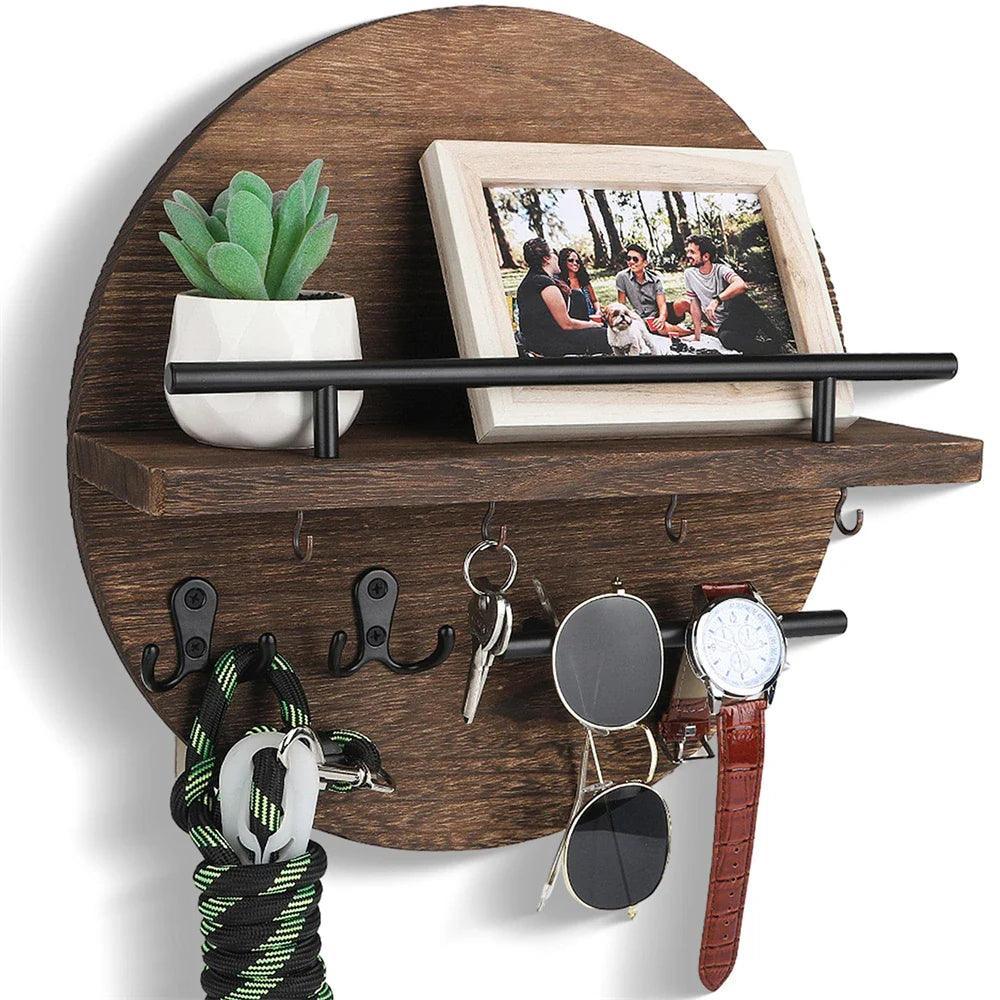 Elegant Wooden Key Holder | Wall-Mounted Key Organiser & Hooks 0