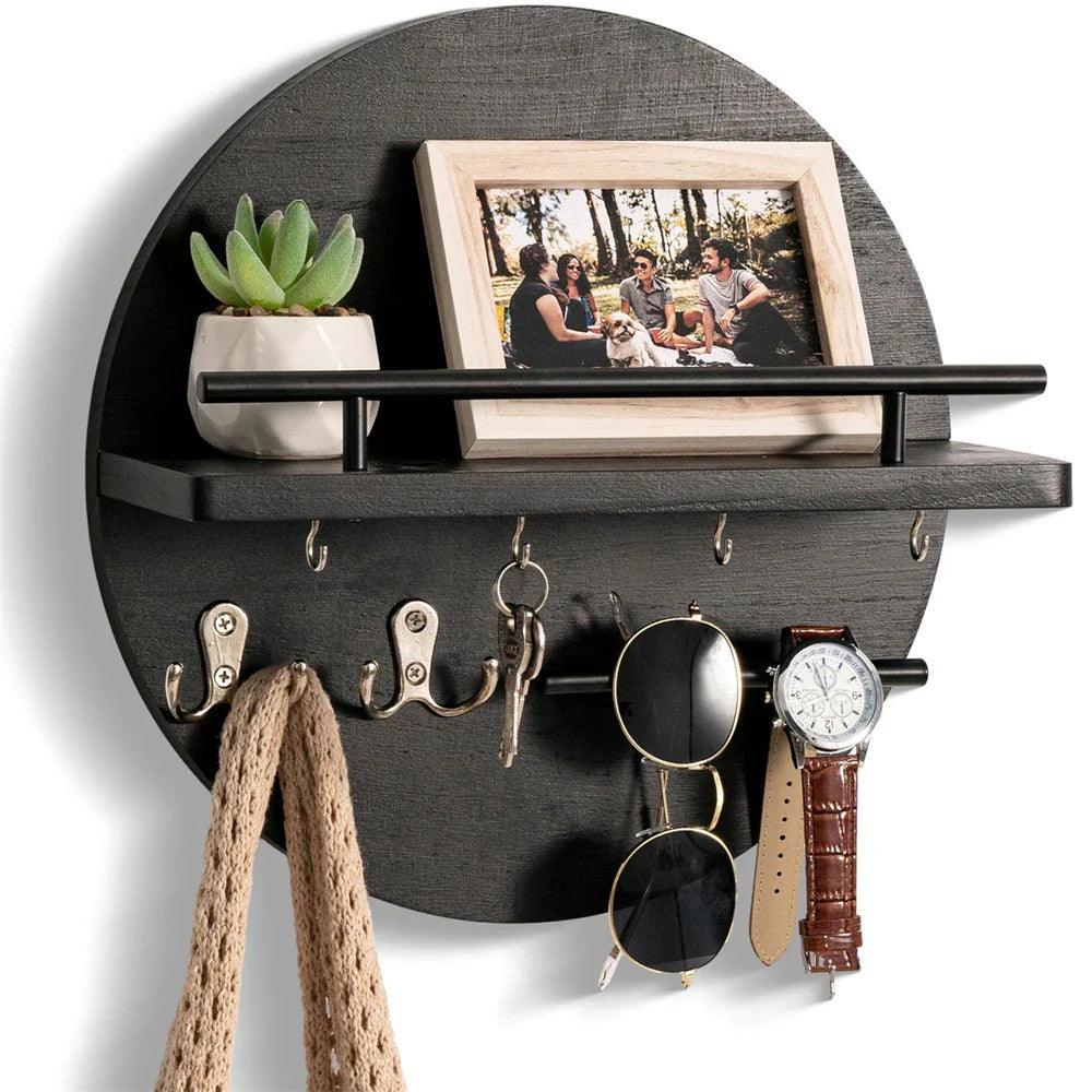 Elegant Wooden Key Holder | Wall-Mounted Key Organiser & Hooks 1
