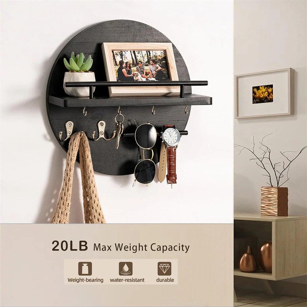 Elegant Wooden Key Holder | Wall-Mounted Key Organiser & Hooks 2