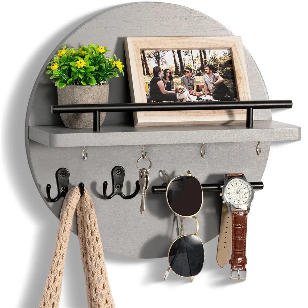 Elegant Wooden Key Holder | Wall-Mounted Key Organiser & Hooks 3