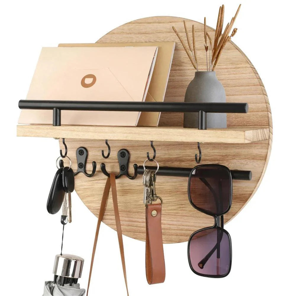 Elegant Wooden Key Holder | Wall-Mounted Key Organiser & Hooks 5