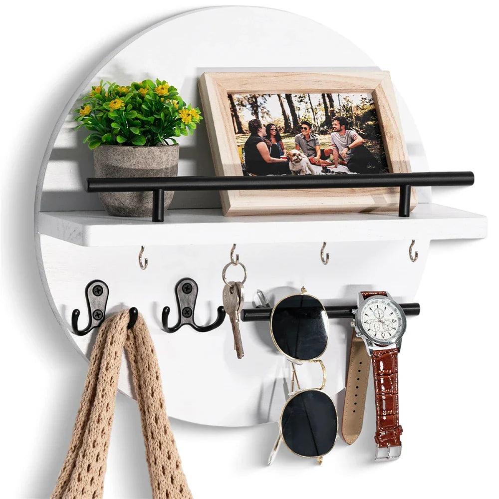 Elegant Wooden Key Holder | Wall-Mounted Key Organiser & Hooks 8