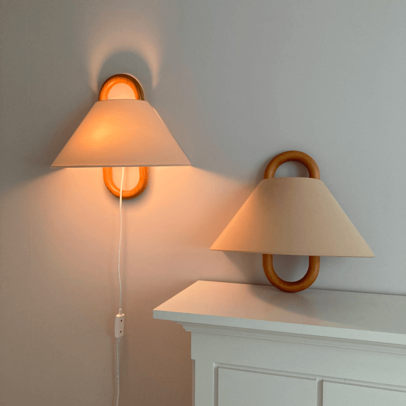 Elegant Wooden Wall Light | Soft Fabric Shade 1