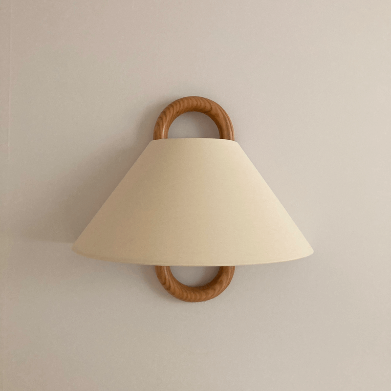 Elegant Wooden Wall Light | Soft Fabric Shade 15
