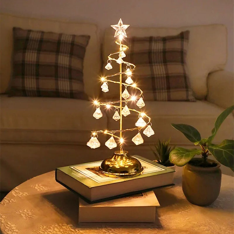 Festive LED Table Lamp | Spiral Design & Crystal Accents 1