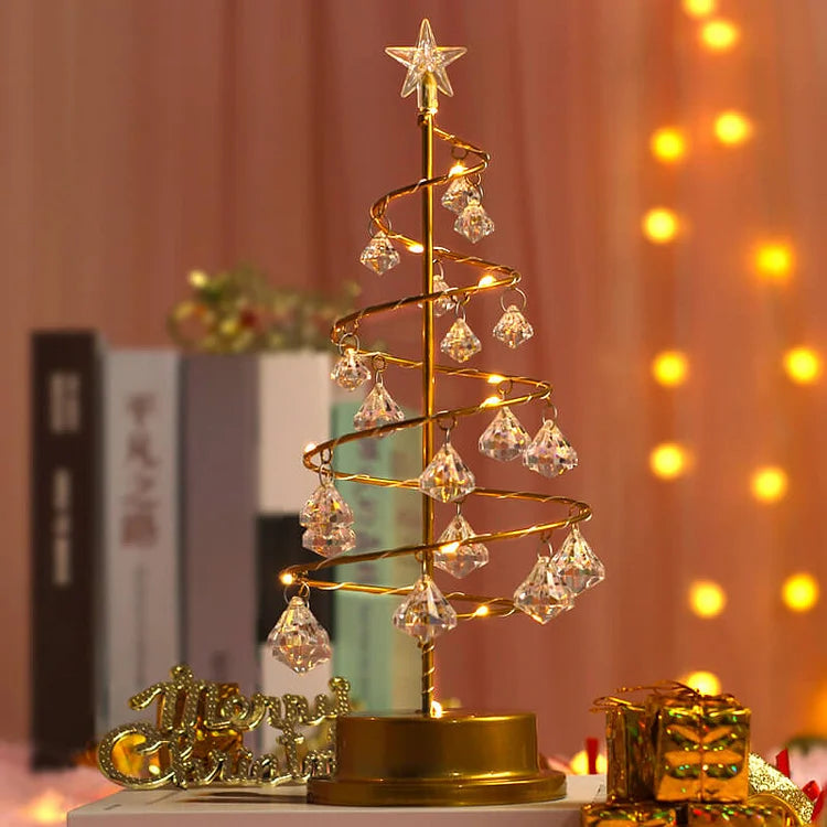 Festive LED Table Lamp | Spiral Design & Crystal Accents 5