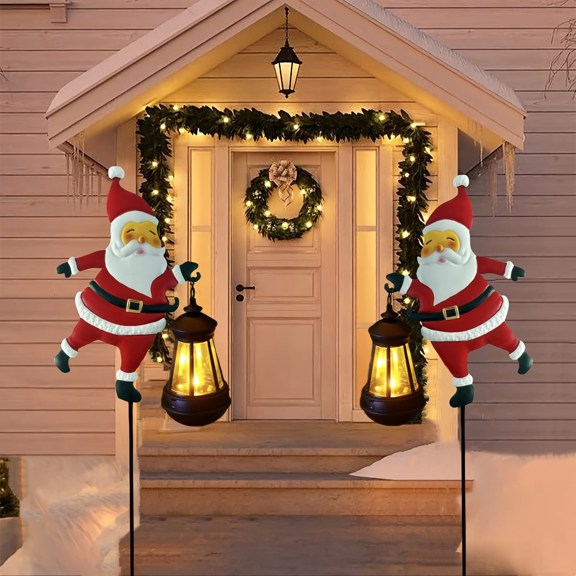 Festive Solar Garden Lights | Santa Lantern Design 4