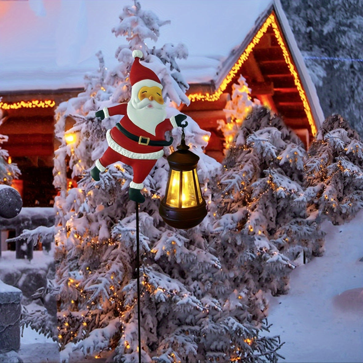 Festive Solar Garden Lights | Santa Lantern Design 5