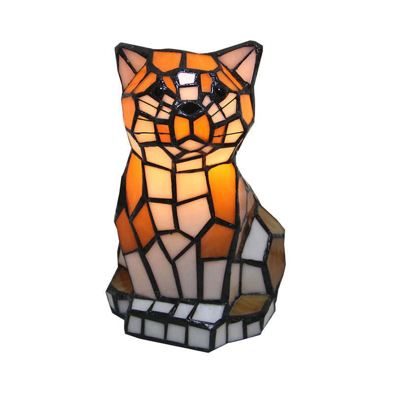 Handcrafted Cat-Shaped Table Lamp | Stained Glass Accent Light 2