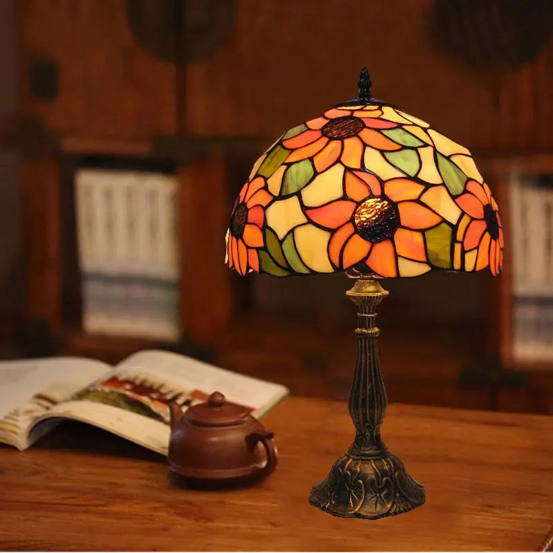 Handcrafted Floral Stained Glass Lamp | Vintage Design 1