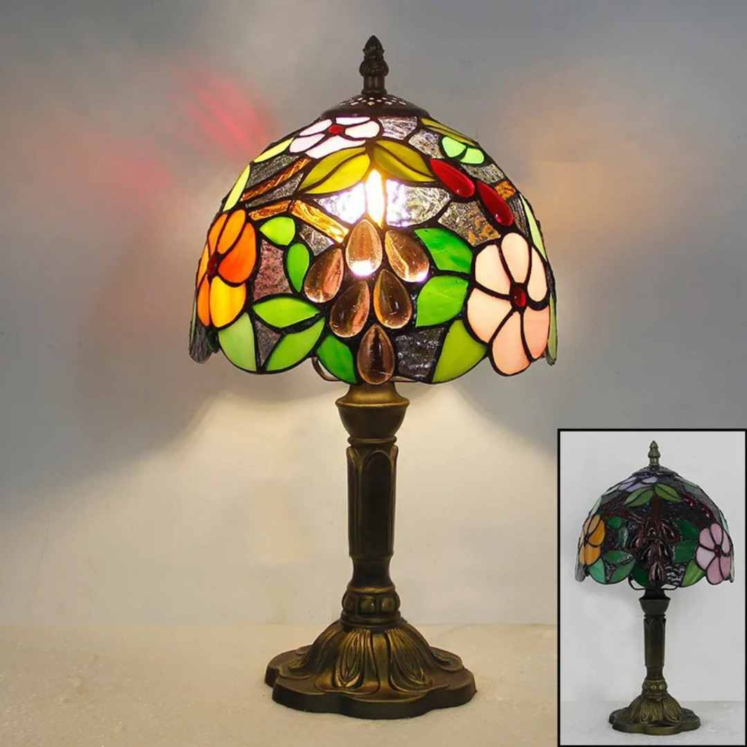Handcrafted Floral Stained Glass Lamp | Vintage Design 7