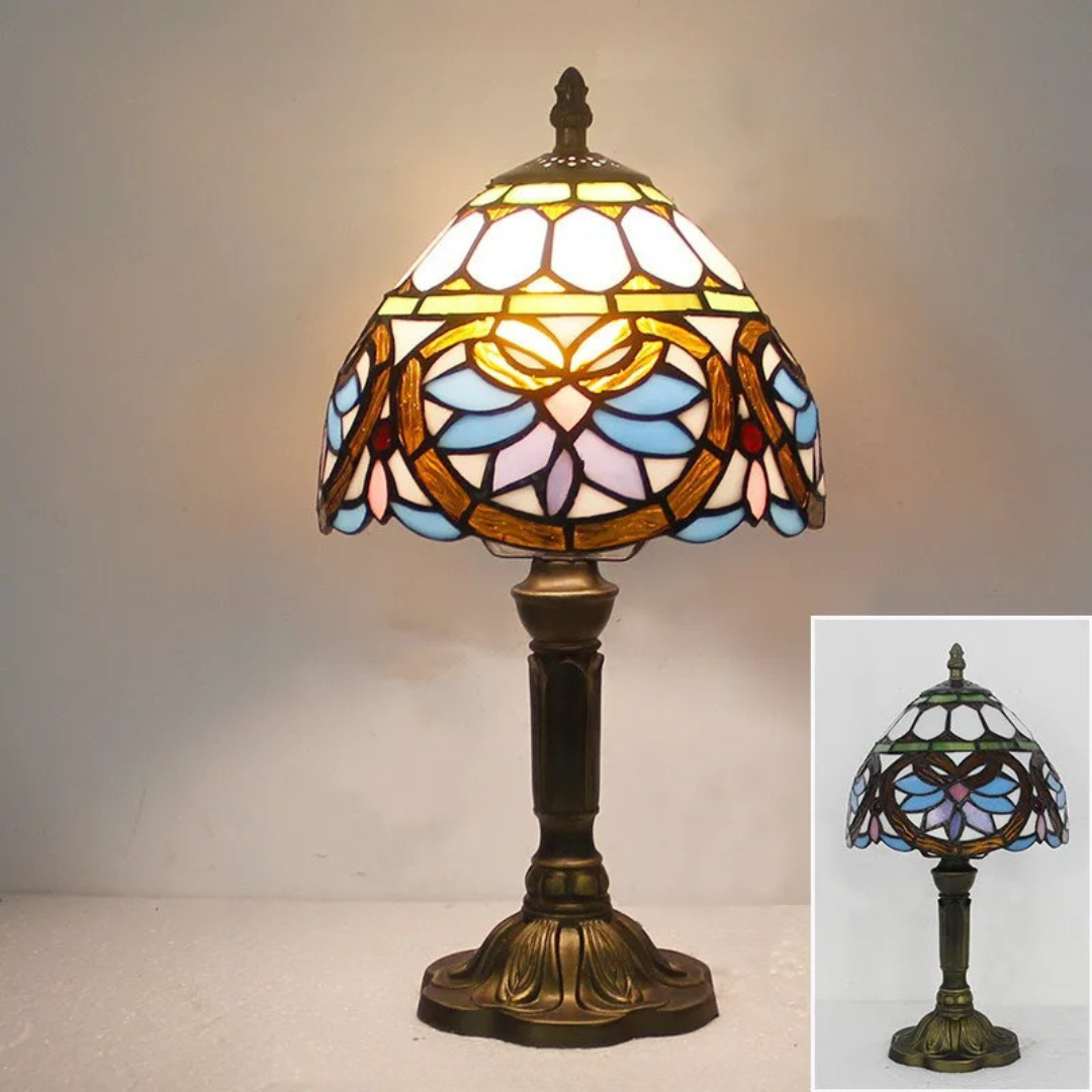 Handcrafted Floral Stained Glass Lamp | Vintage Design 8