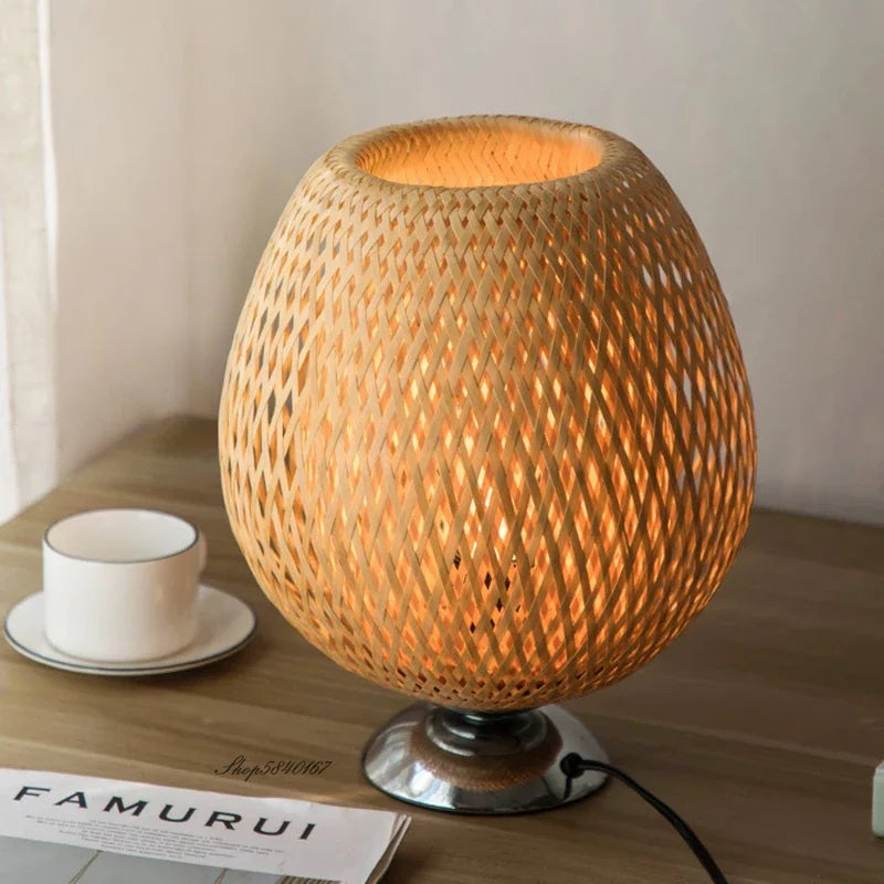 Handwoven Bamboo Table Lamp | Eco-Friendly Bedroom & Living Room Lighting 2