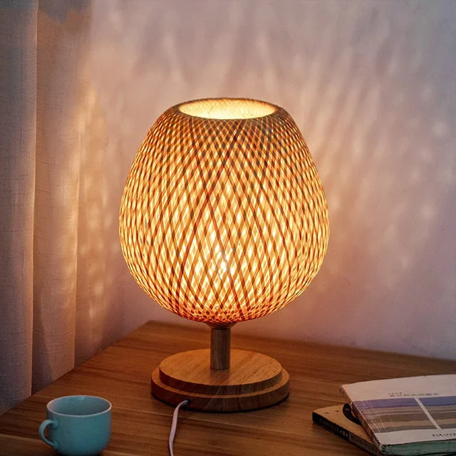 Handwoven Bamboo Table Lamp | Eco-Friendly Bedroom & Living Room Lighting 3