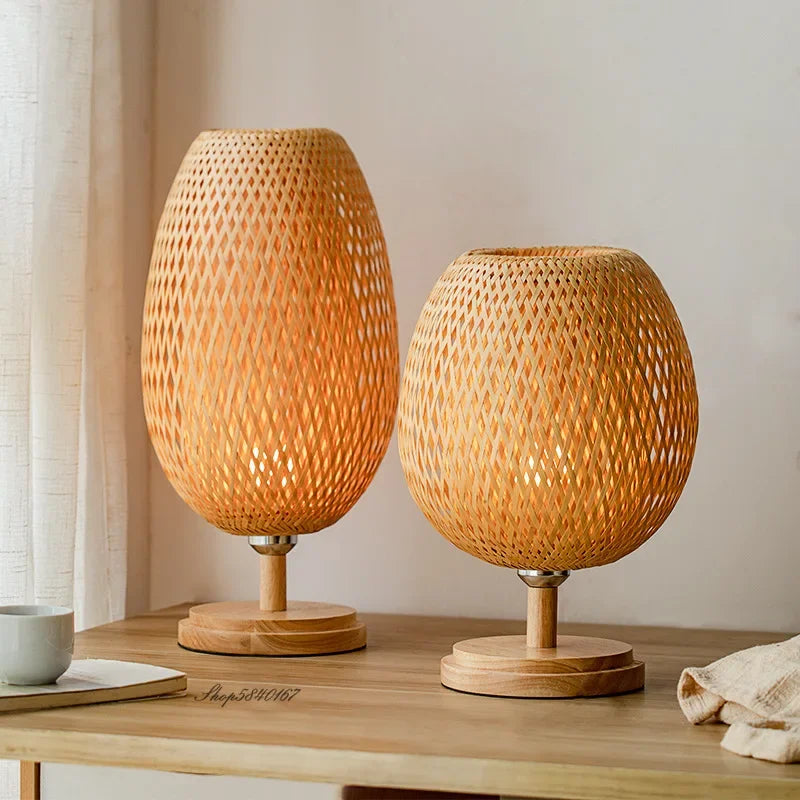 Handwoven Bamboo Table Lamp | Eco-Friendly Bedroom & Living Room Lighting 4