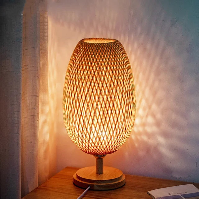 Handwoven Bamboo Table Lamp | Eco-Friendly Bedroom & Living Room Lighting 5
