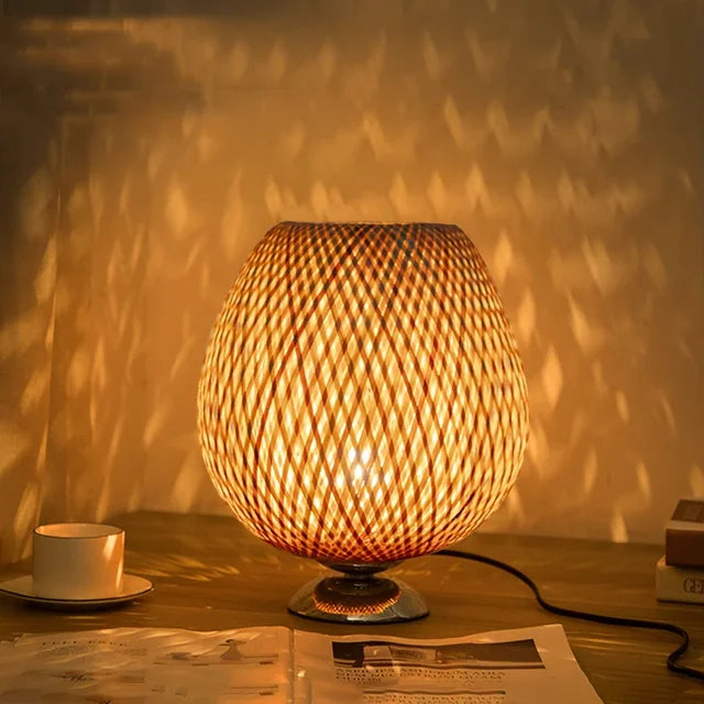 Handwoven Bamboo Table Lamp | Eco-Friendly Bedroom & Living Room Lighting 6