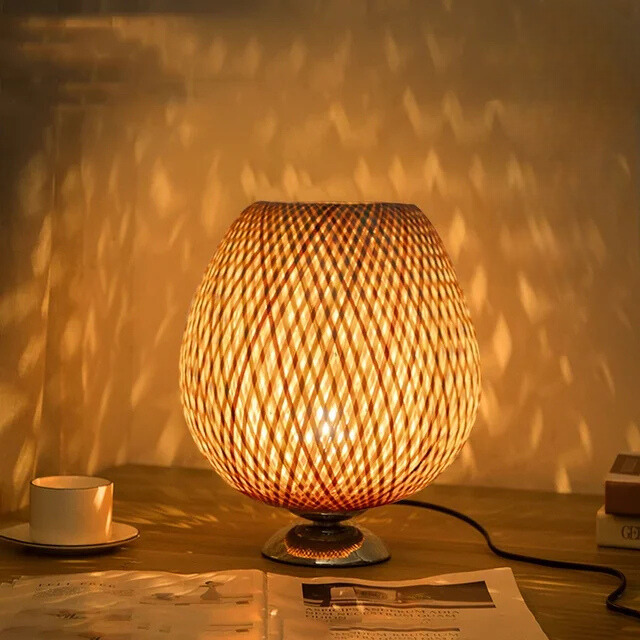 Handwoven Bamboo Table Lamp | Eco-Friendly Bedroom & Living Room Lighting 9