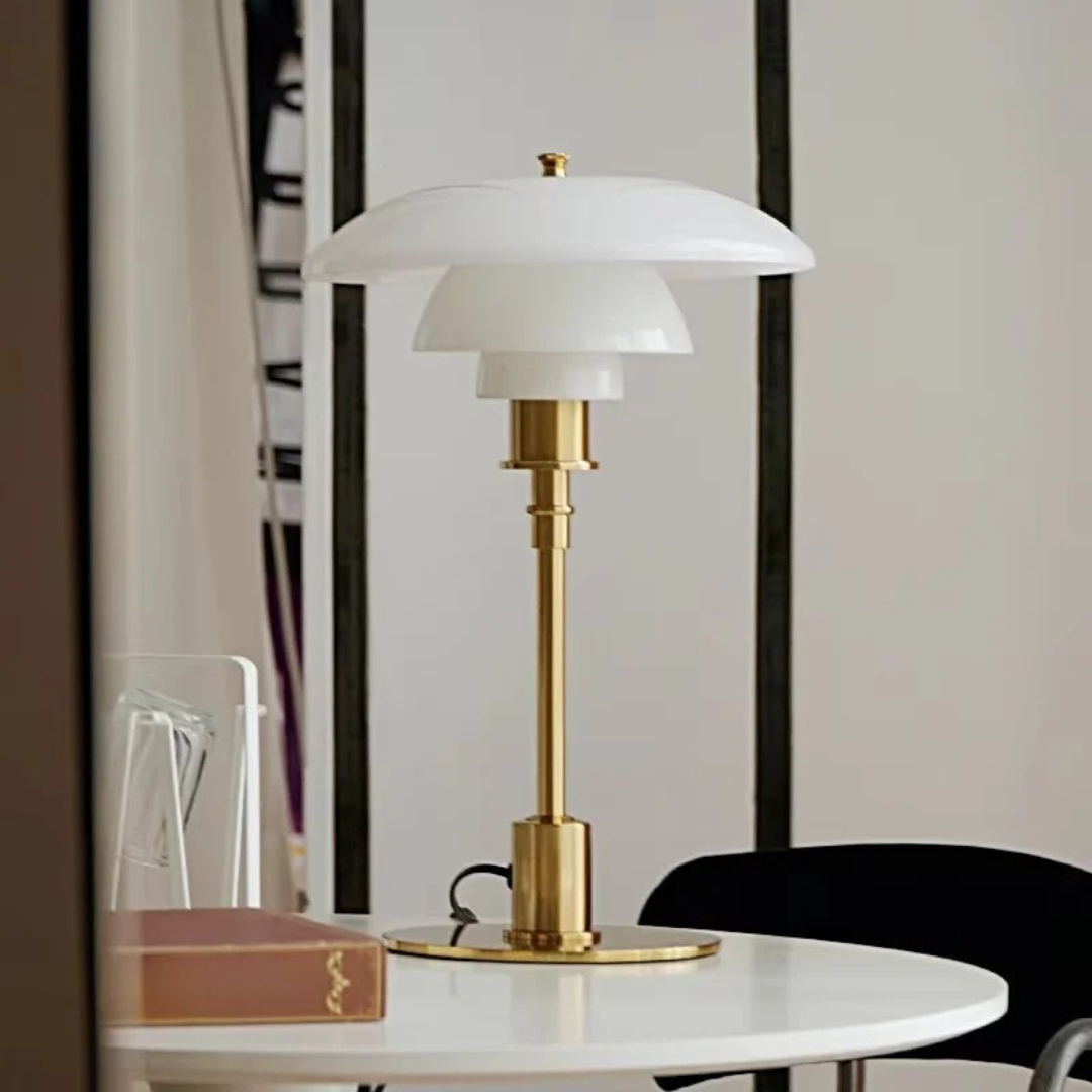Modern Glass Shade Bedside Lamp | Adjustable Brightness & Durable Design 1