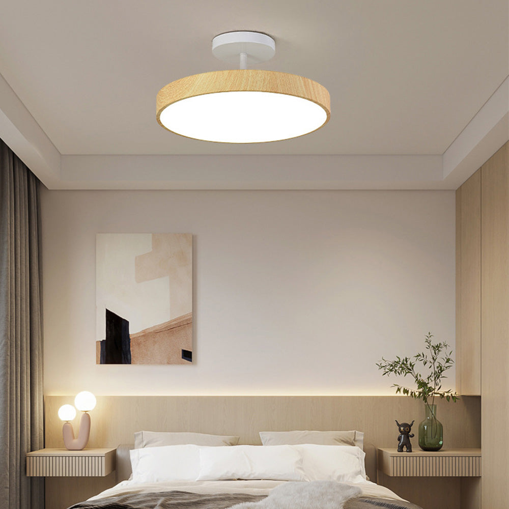 Modern LED Ceiling Light | Semi Flush Mount with Wood Accent 11