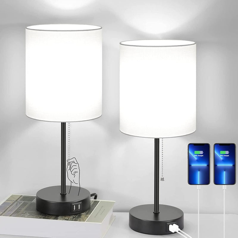 Modern Table Lamp | USB Charging & AC Outlet, Bedside Lamps for Living Room 2