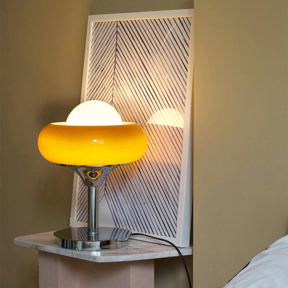 Retro Yellow Glass Table Lamp | Elegant Design & Warm Glow 0