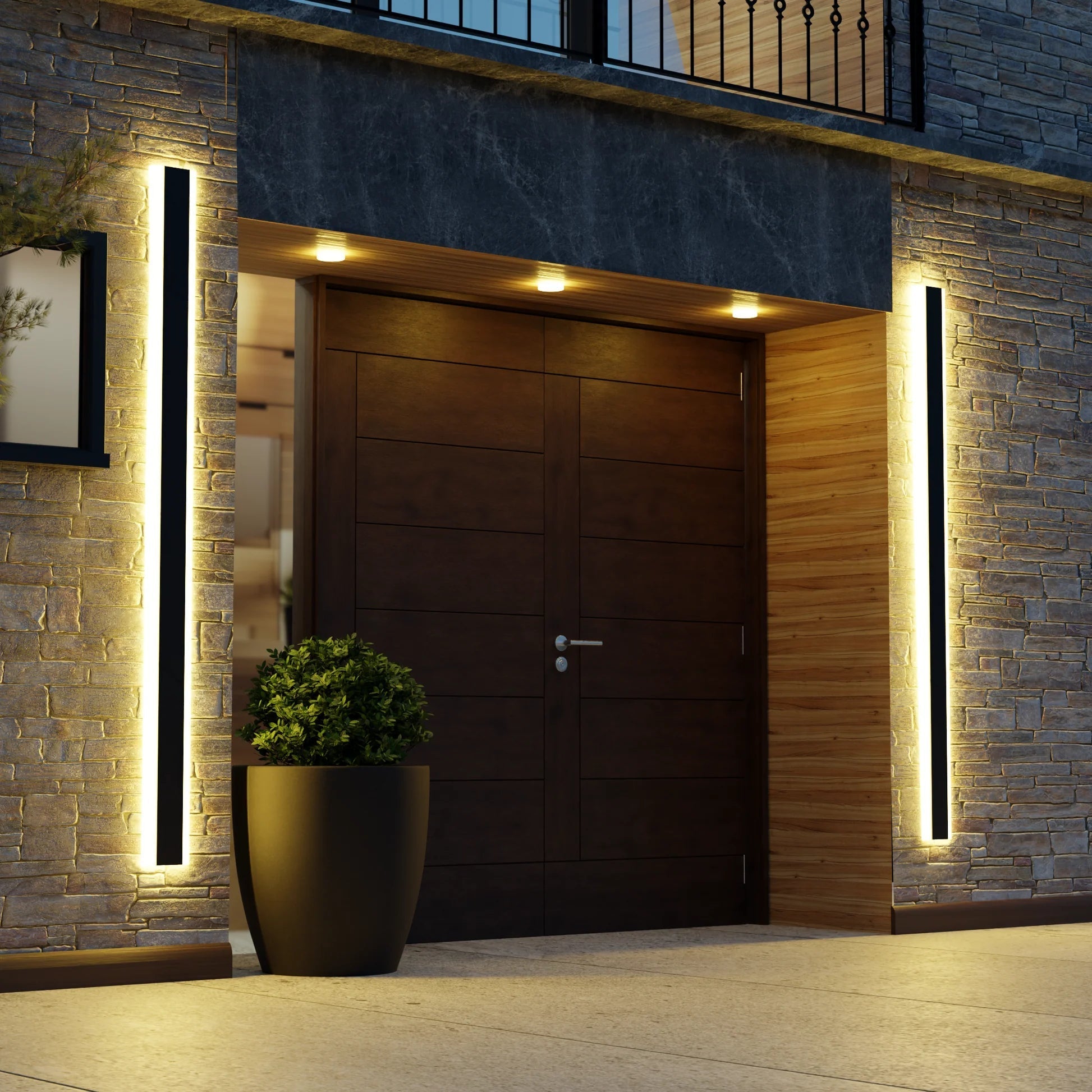 Sleek Black LED Outdoor Wall Light | Colour-Changing & Dimmable 0