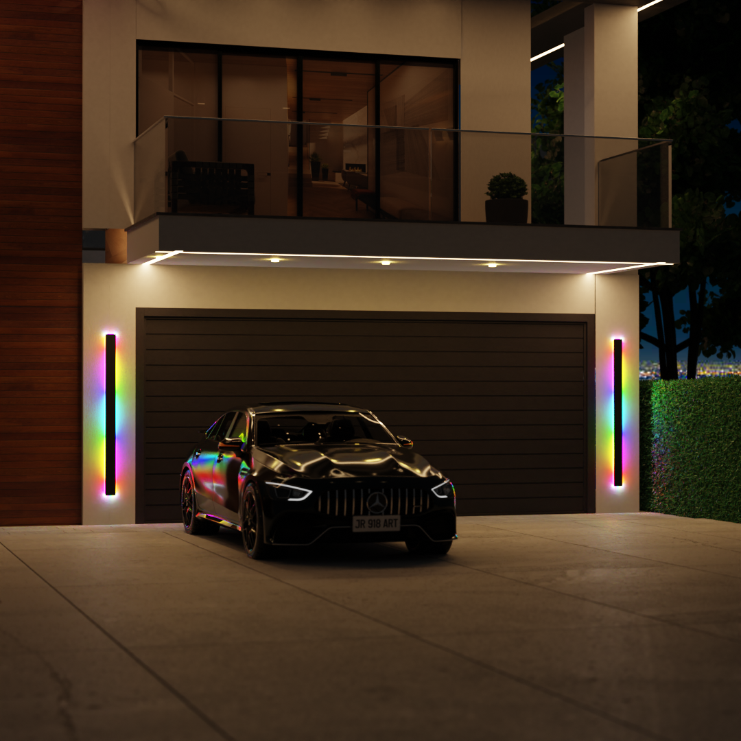 Sleek Black LED Outdoor Wall Light | Colour-Changing & Dimmable 3