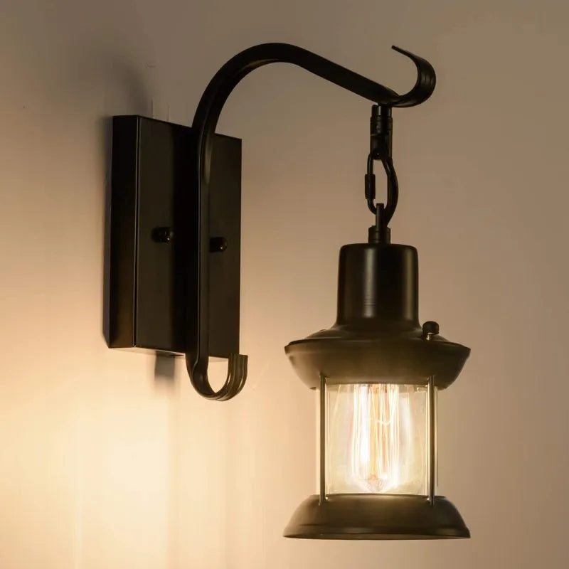 Vintage Industrial Wall Light | Metal Sconce with Glass Shade 0
