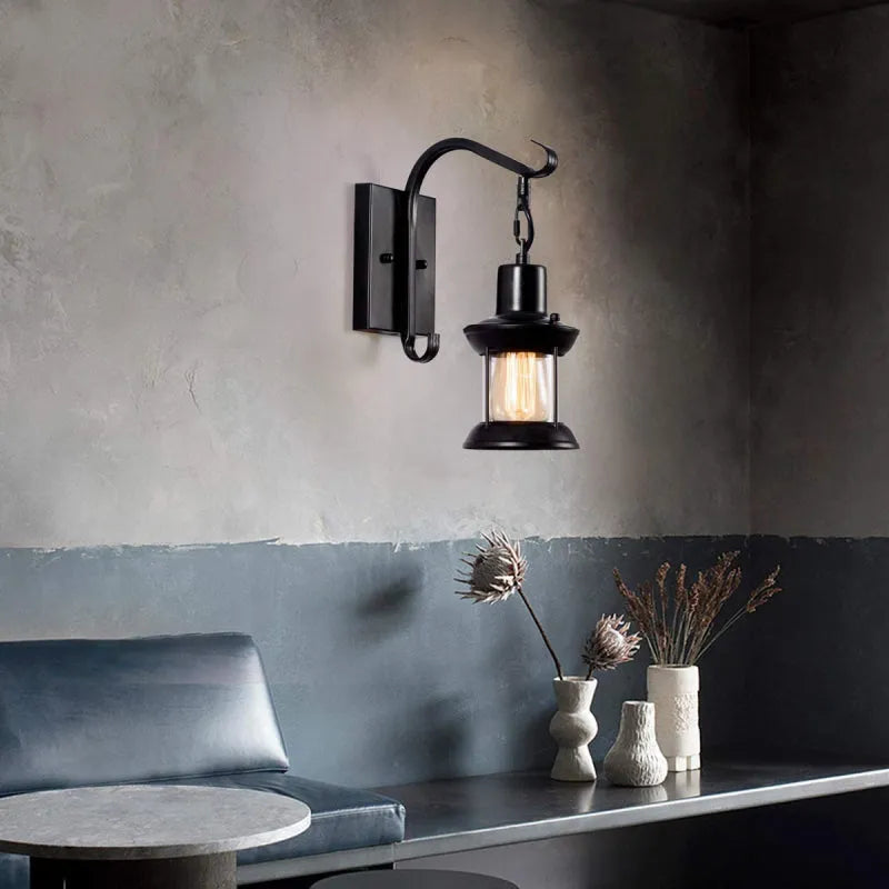 Vintage Industrial Wall Light | Metal Sconce with Glass Shade 1