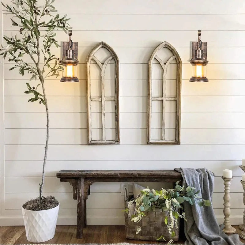 Vintage Industrial Wall Light | Metal Sconce with Glass Shade 4