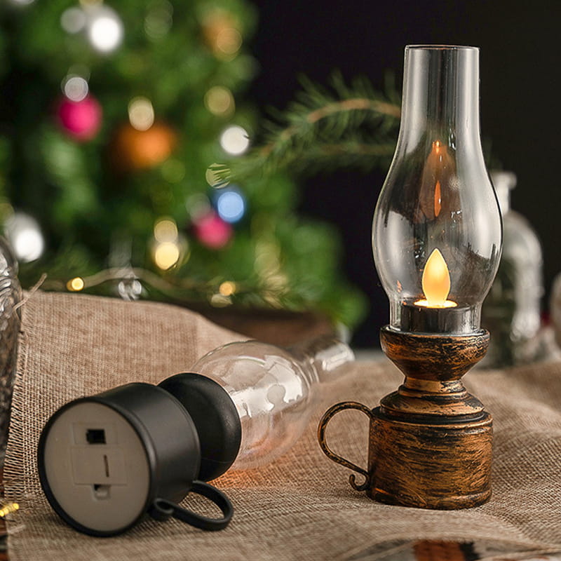 Vintage Lantern Style Table Lamp | LED & Battery-Powered 6