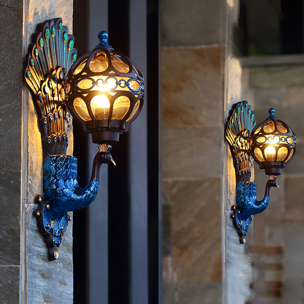 Vintage Peacock Outdoor Wall Light | Weather-Resistant & Elegant 0