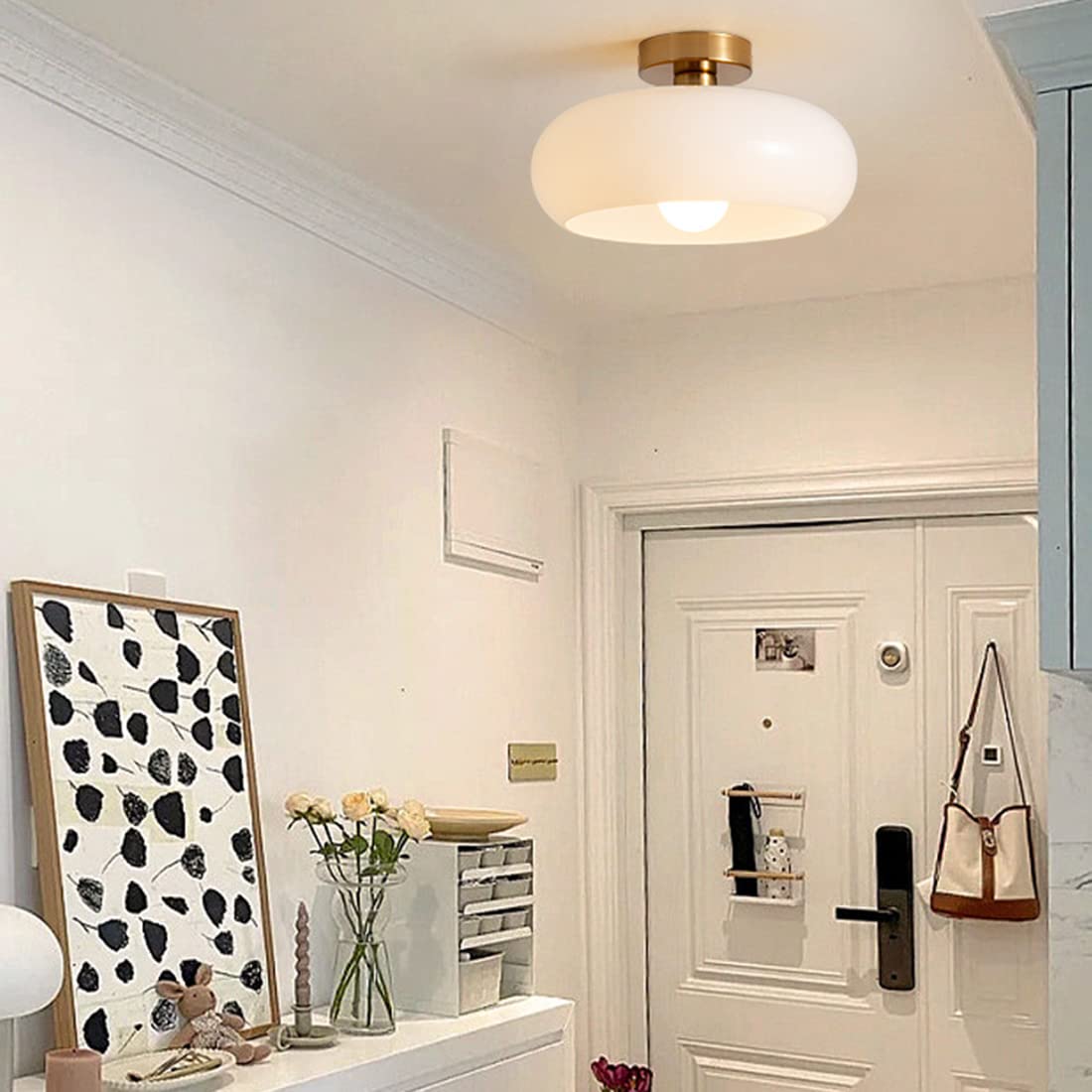 Vintage Round Glass Ceiling Light Fixture | Adjustable Height & Timeless Design 9