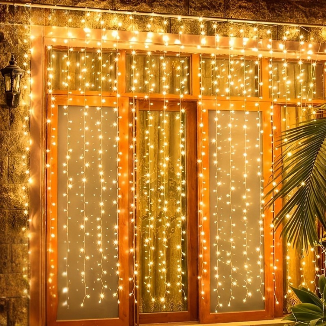 Warm White LED Fairy Lights Curtain | USB Powered & Remote Control 8